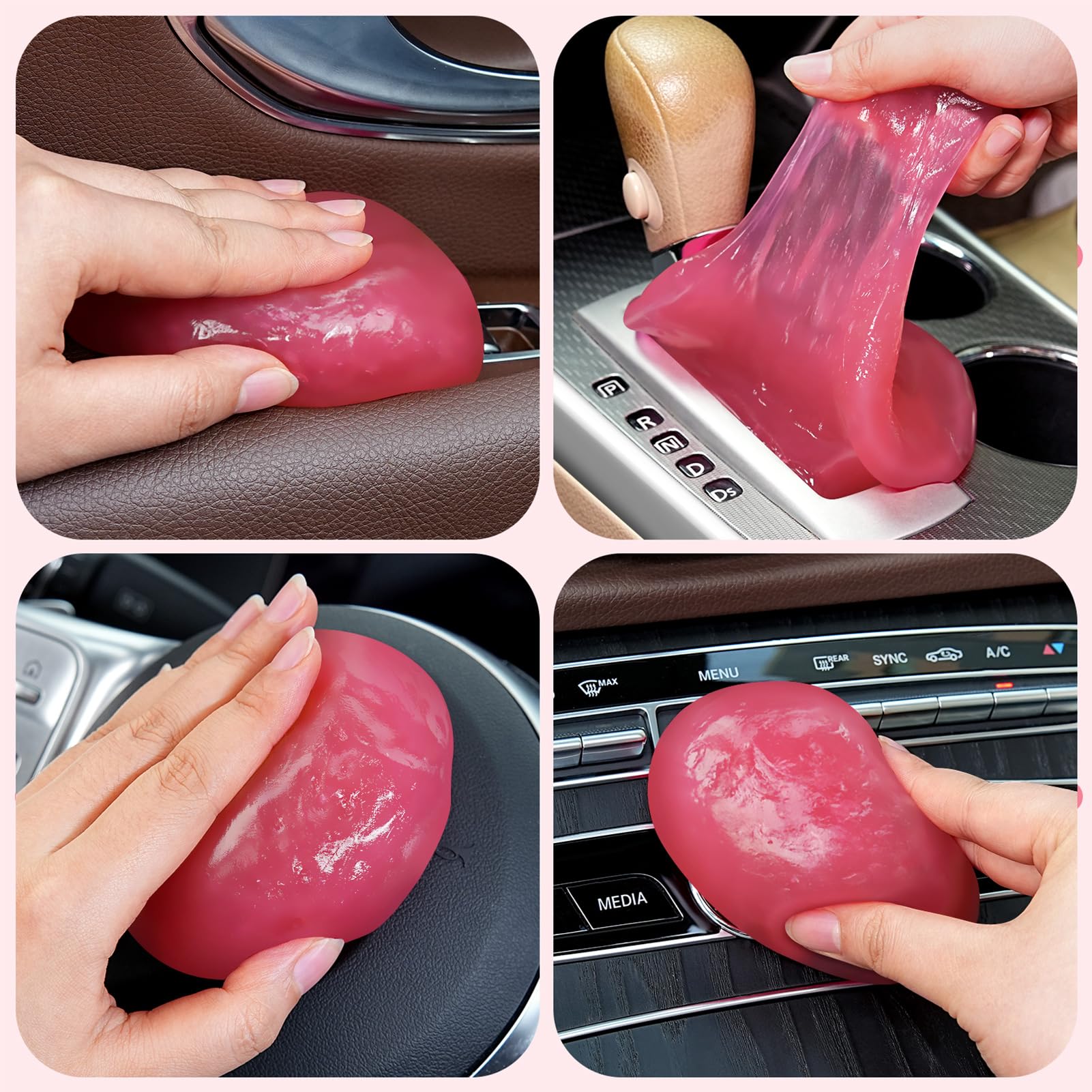 TeSabMi Car Cleaning Gel Car Cleaning Putty Car Putty Car Interior Cleaner Car Slime Car Detailing Kit Car Accessories Gifts for Men Women Stocking Stuffers Red