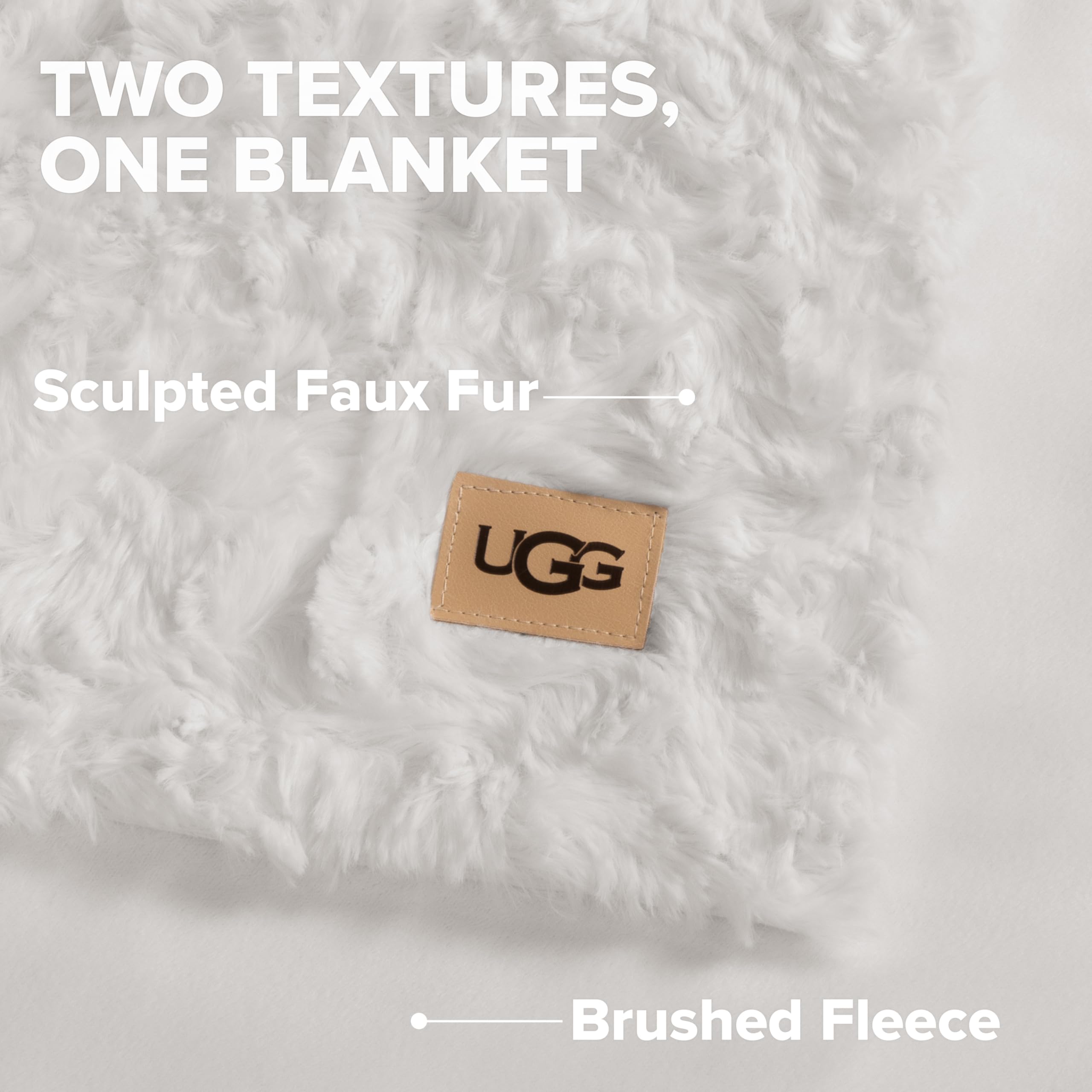 UGG Adalee Faux Fur Twin Size Blanket, Warm Cozy Blanket, Extra Large Throw for Sofa, Washable Bedding for Twin XL Size Bed, Cute Room Decor, 66" x 90", Oyster Brown