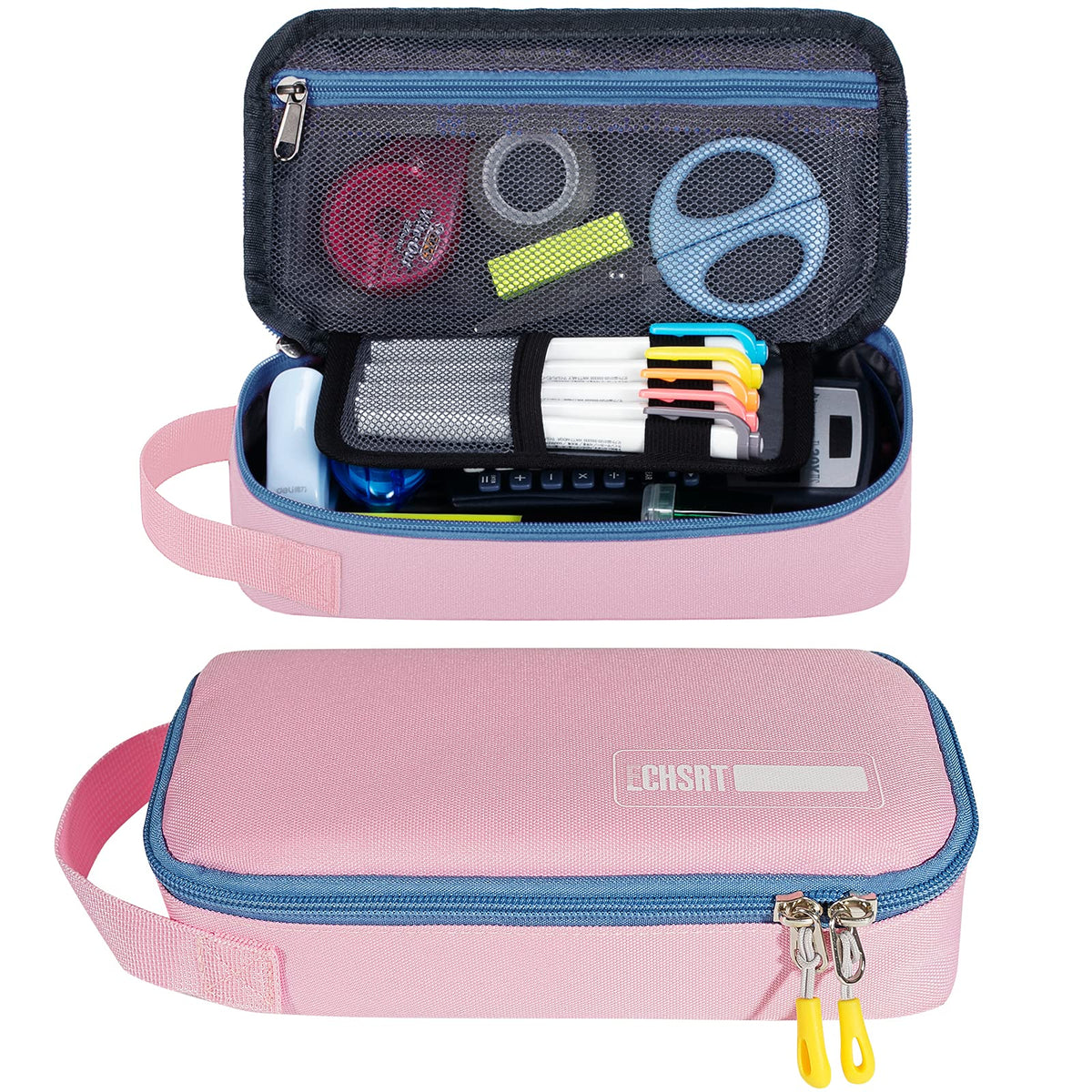 ECHSRT Large Pencil Case, Aesthetic Pen Pouch with Big Capacity, Minimalist Portable Stationery Bag with Handle for Office Organizer Aesthetic Pencil Cases