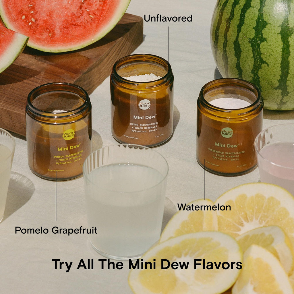 Moon Juice Mini Dew Electrolytes Powder - Sugar Free Minerals & Electrolyte Hydration Powder for Instant Hydration & Brain Support - Magnesium, Calcium, Potassium, Pink Salt, Pomelo, 30 Servings
