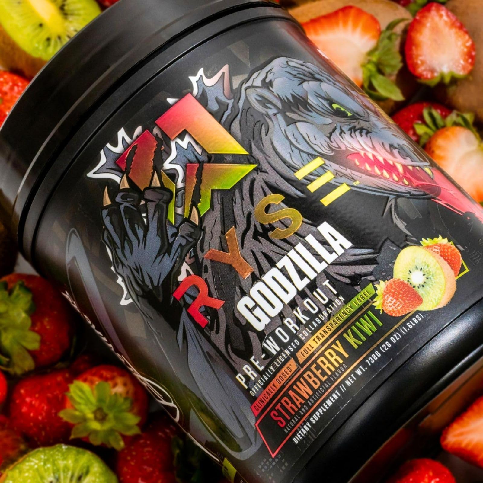 RYSE Godzilla X Noel Deyzel Pre Workout Powder - BlackBerry Lemonade - 400mg Caffeine, High Stim Pre-Workout for Men & Women with Citrulline & Beta Alanine - Energy, Pump & Focus - 20/40 Servings