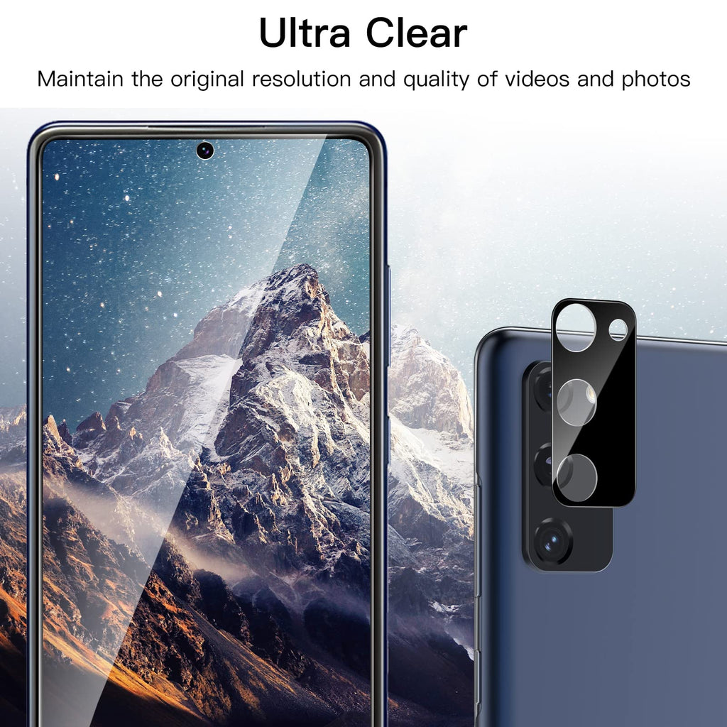 JETech Screen Protector for Samsung Galaxy S20 FE 6.5-Inch with Camera Lens Protector, Tempered Glass Film, Fingerprint ID Compatible, HD Clear, 2-Pack Each