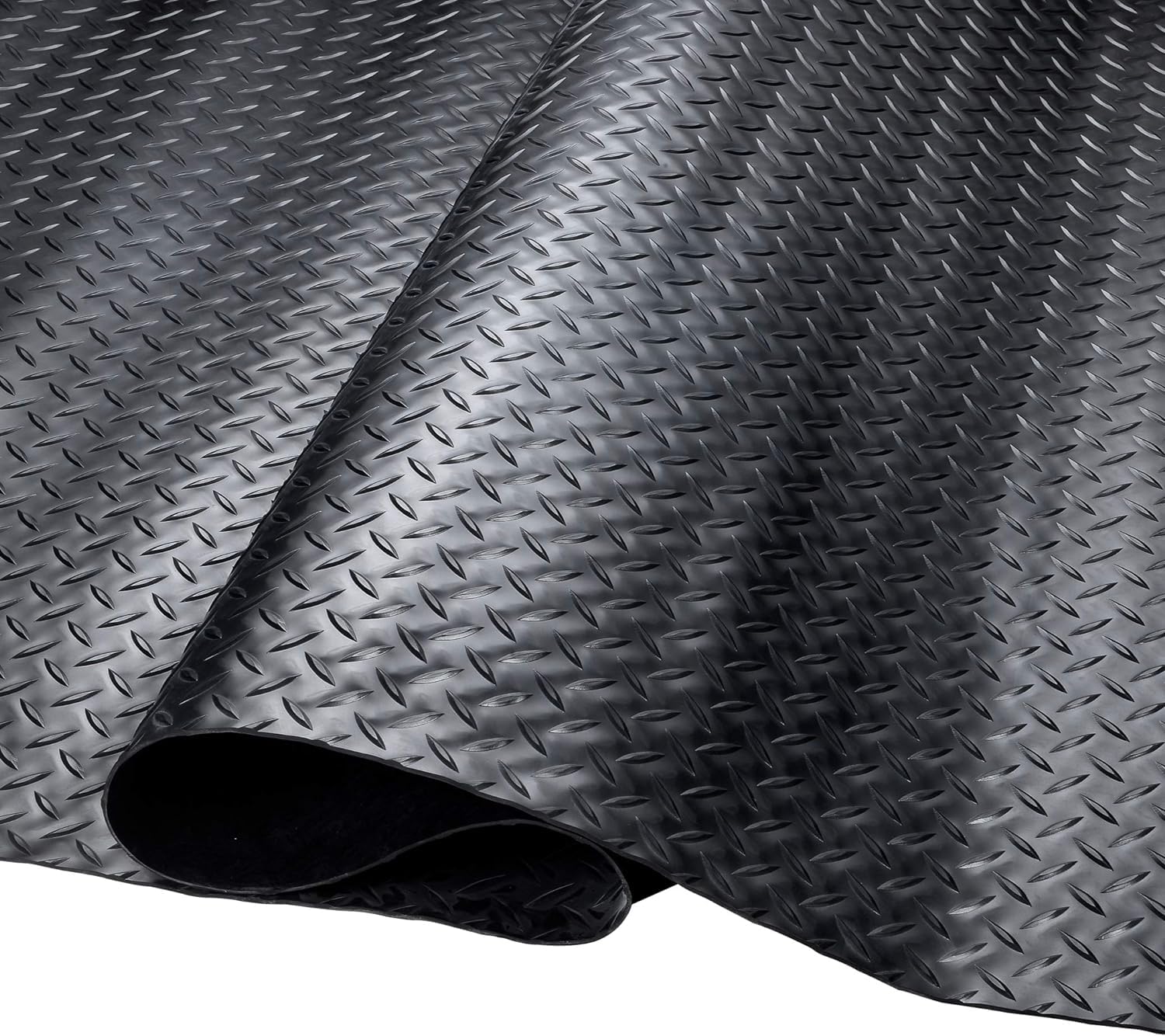 SEAL 4 x 6 FT Premium Garage Floor Mat, Solid 2.8mm Thick Lay-Flat Black Commercial Grade Heavy Duty Parking Mat for Golf Cart, Workbench, ATV, Water/Stain Resistant Runner (Embossed Diamond Plate)
