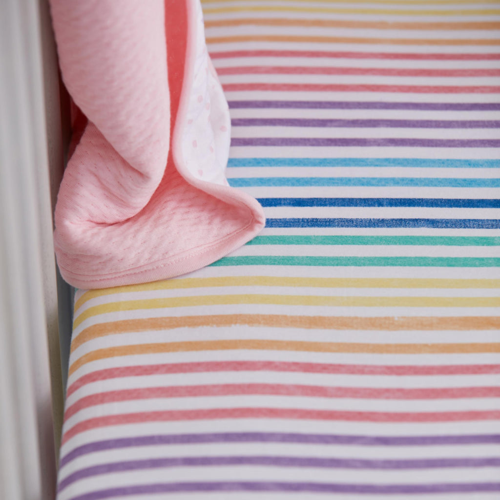 HonestBaby Unisex-Baby Fitted Crib Sheets Set Standard Mattress, 100% Organic Cotton Baby Boys, Girls, Neutral, 1 Pack - Peach Skin Painted Buffalo Check, One Size