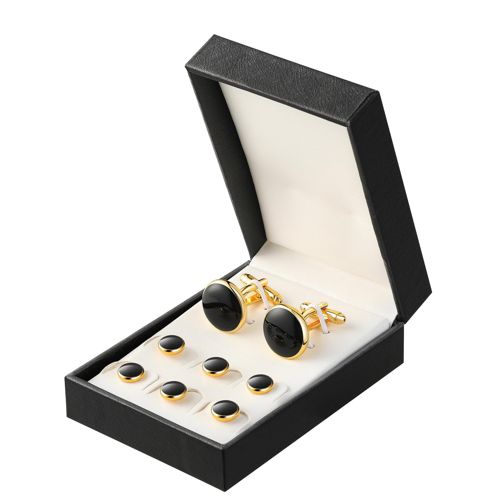 Men's Cufflinks & Tuxedo Studs Set - 316L Stainless Steel Formal Wedding Jewelry, Groomsmen Gift Set with Gift Box
