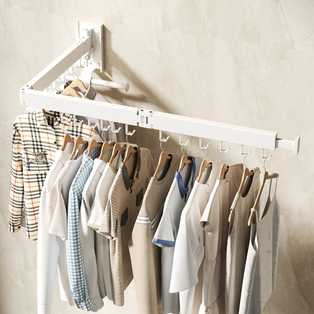 BOQORAD Clothes Drying Rack,Drying Rack Clothing,Luandry Drying Rack,Clothes Hanger Rack,Wall Mounted Luandry Rack,Folding Retractable,Frosted Stone Black Classic,ms-01
