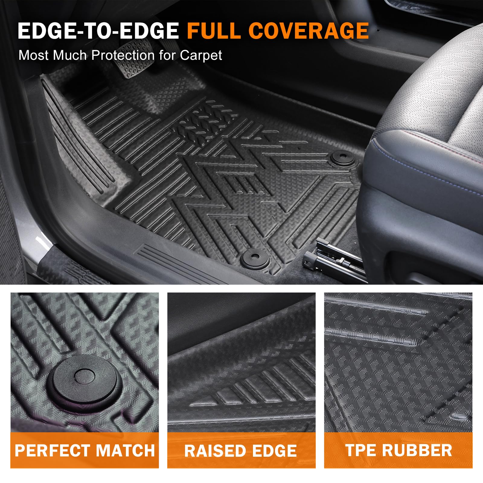 KUST Floor Mats for Tesla Model S Accessories 2012-2024 2025 (Not for Plaid/Long Range) Custom Fit Floor Liners A ll Weather Protection 1st & 2nd Row High Edge Non-Slip