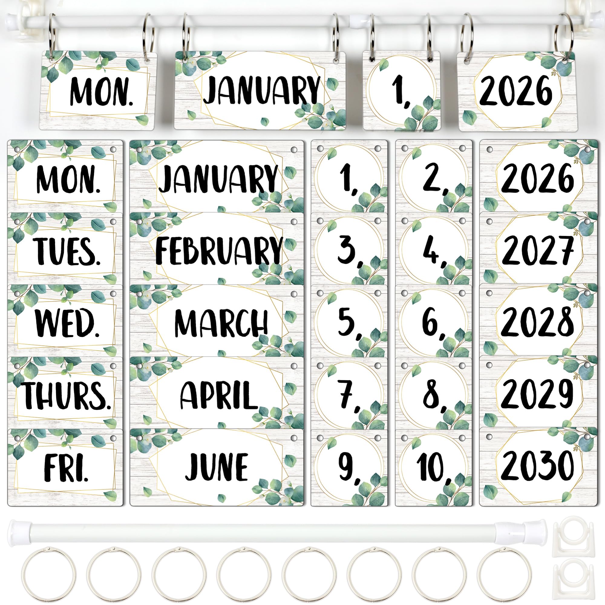 Boho Flip Calendar for Classroom Bulletin Board Set Boho Rainbow Calendar Class Whiteboard Decor with 2026 to 2030 Years Date Cards and Adjustable Rod for Home Elementary School Teacher Supplies