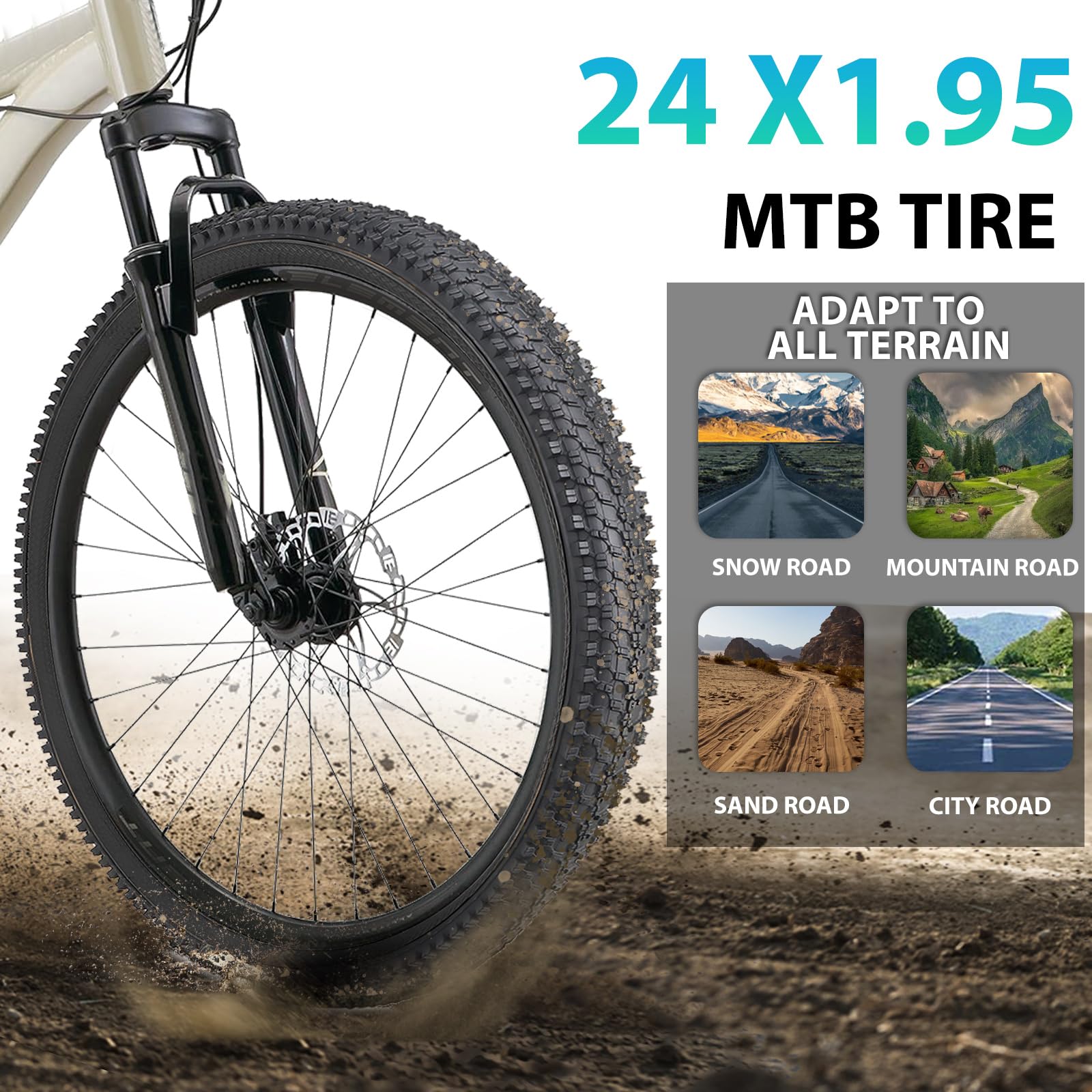 Hycline 2-Pack Mountain Bike Tires Set: 20/24/26/27.5-inch Folding Replacement High-Performance Wear-Resistant Bicycle Tires and Pair Inner Tubes with Tire Levers for MTB Off-Road Bike