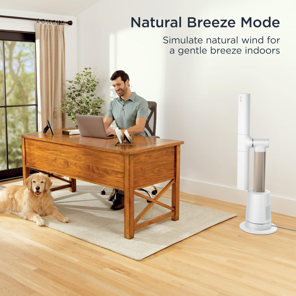 Shark TurboBlade Fan—Ultra-customizable bladeless tower fan, pivots, twists, oscillates 180°, circulates and propels air, 10 noise levels + 10 speeds, easy to clean, charcoal, TF202S