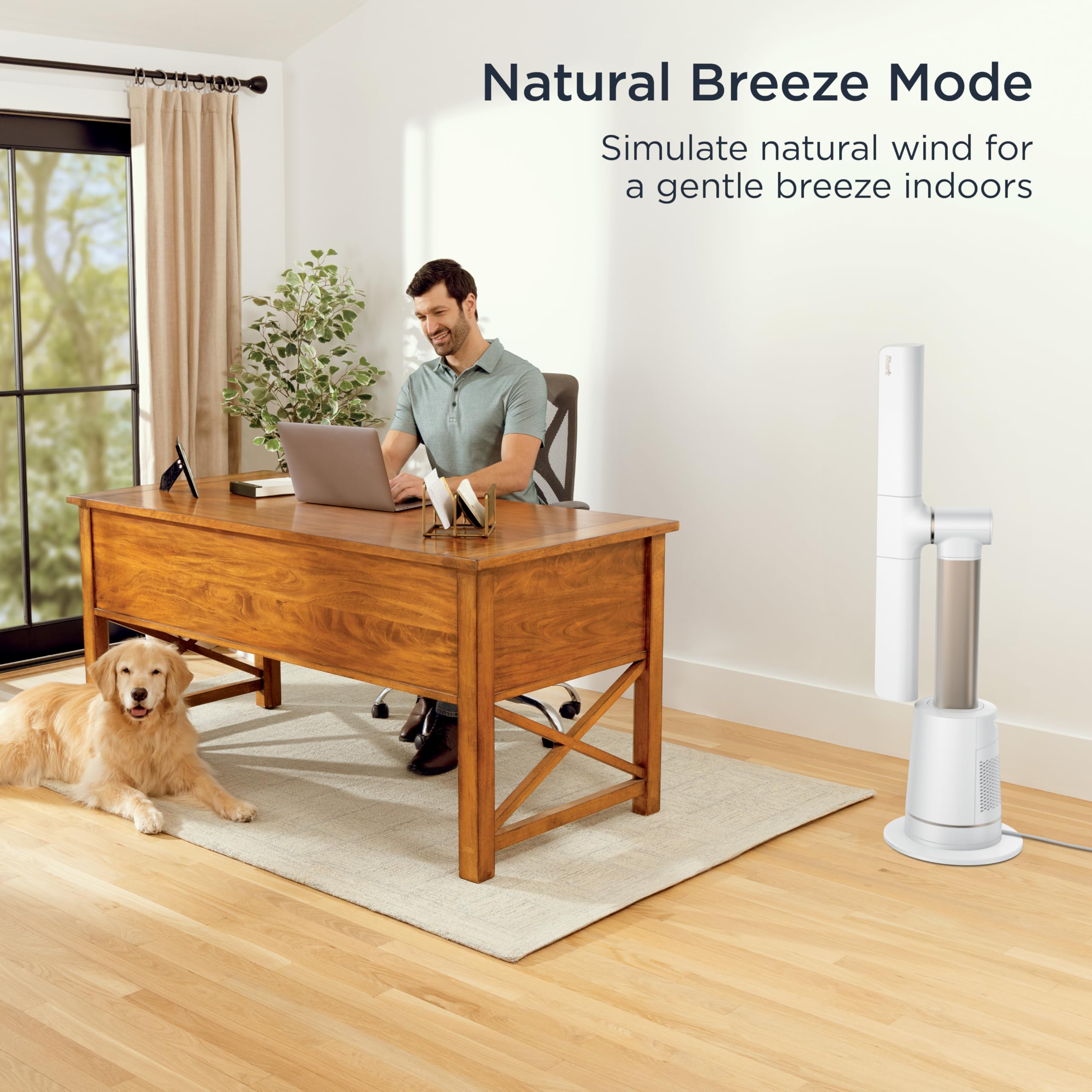 Shark TurboBlade Fan—Ultra-customizable bladeless tower fan, pivots, twists, oscillates 180°, circulates and propels air, 10 noise levels + 10 speeds, easy to clean, charcoal, TF202S