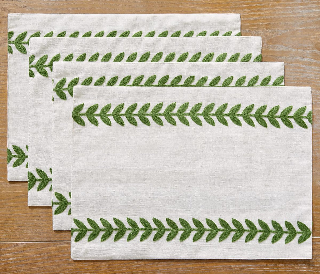 Wracra Embroidered Placemats, 13 x 18 Inch Set of 4 Placemats, Irregular Willow Rustic Place Mats for Kitchen Table and Heat Resistant, Blue 4PCS