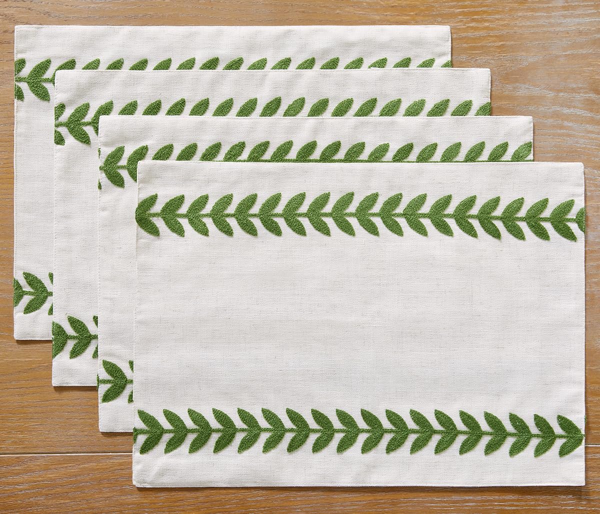 Wracra Embroidered Placemats, 13 x 18 Inch Set of 4 Placemats, Irregular Willow Rustic Place Mats for Kitchen Table and Heat Resistant, Blue 4PCS