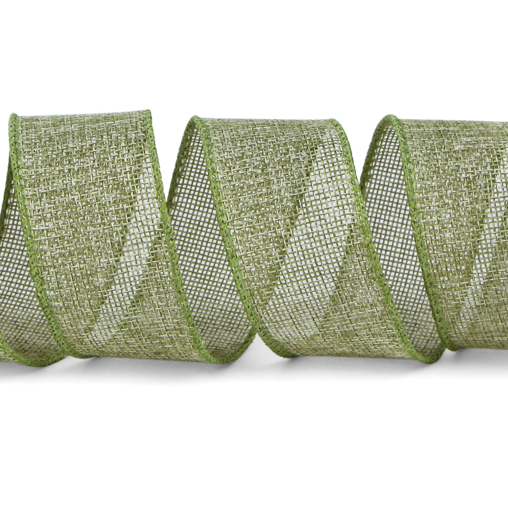 Ribbli Cinta con alambre de arpillera verde manzana, 1-1/2 pulgadas x 10 yardas, cinta con borde con alambre para lazo grande, corona, decoración de árbol, decoración al aire libre