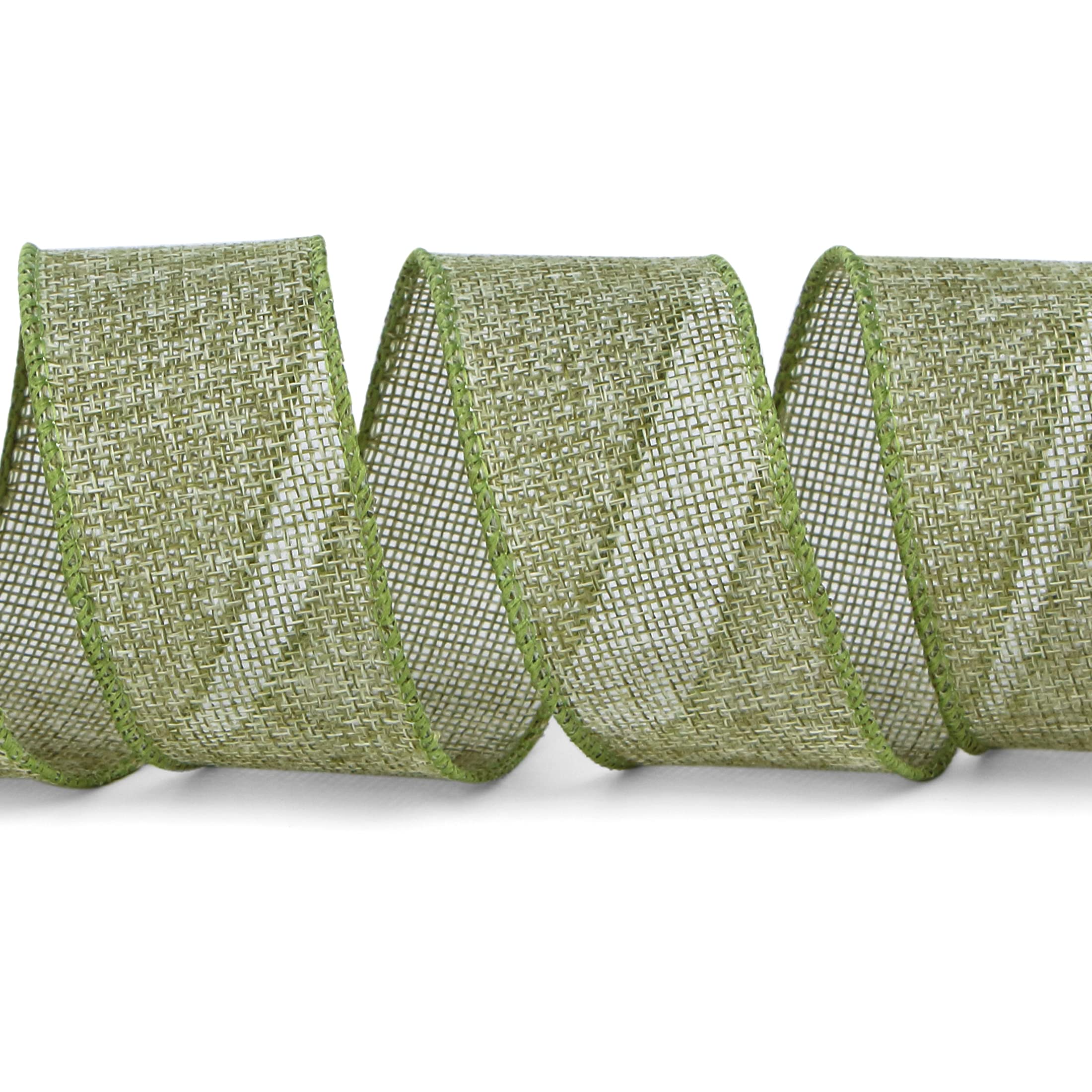Ribbli Cinta con alambre de arpillera verde manzana, 1-1/2 pulgadas x 10 yardas, cinta con borde con alambre para lazo grande, corona, decoración de árbol, decoración al aire libre