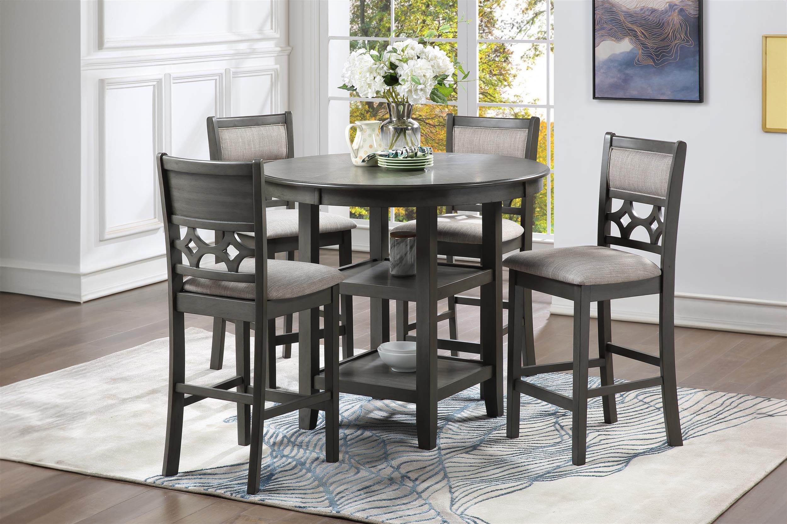 New Classic Furniture Mitchell Dining Room Table, Beige and Brown