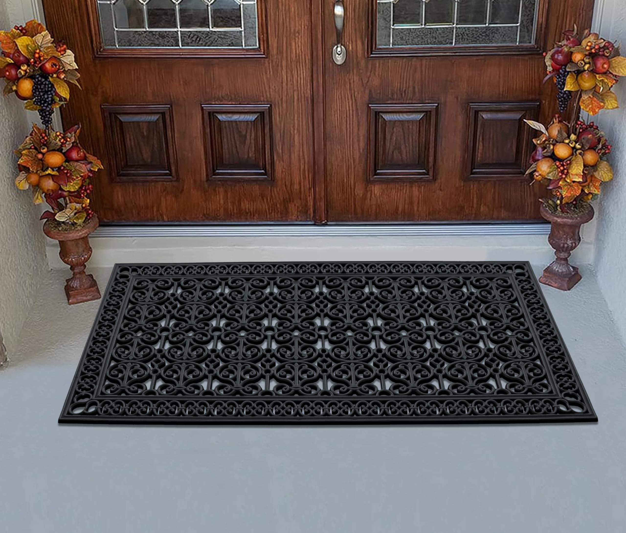 A1 Home Collections 19-LB Heavy Duty Rubber Doormat 24"×57" - Won't Blow Away | Outside Front Door Mat, Mud Dirt Scraper, Non-Slip Drainage Mat for Entryway Patio Garage, All-Weather, 100% Rubber Mats