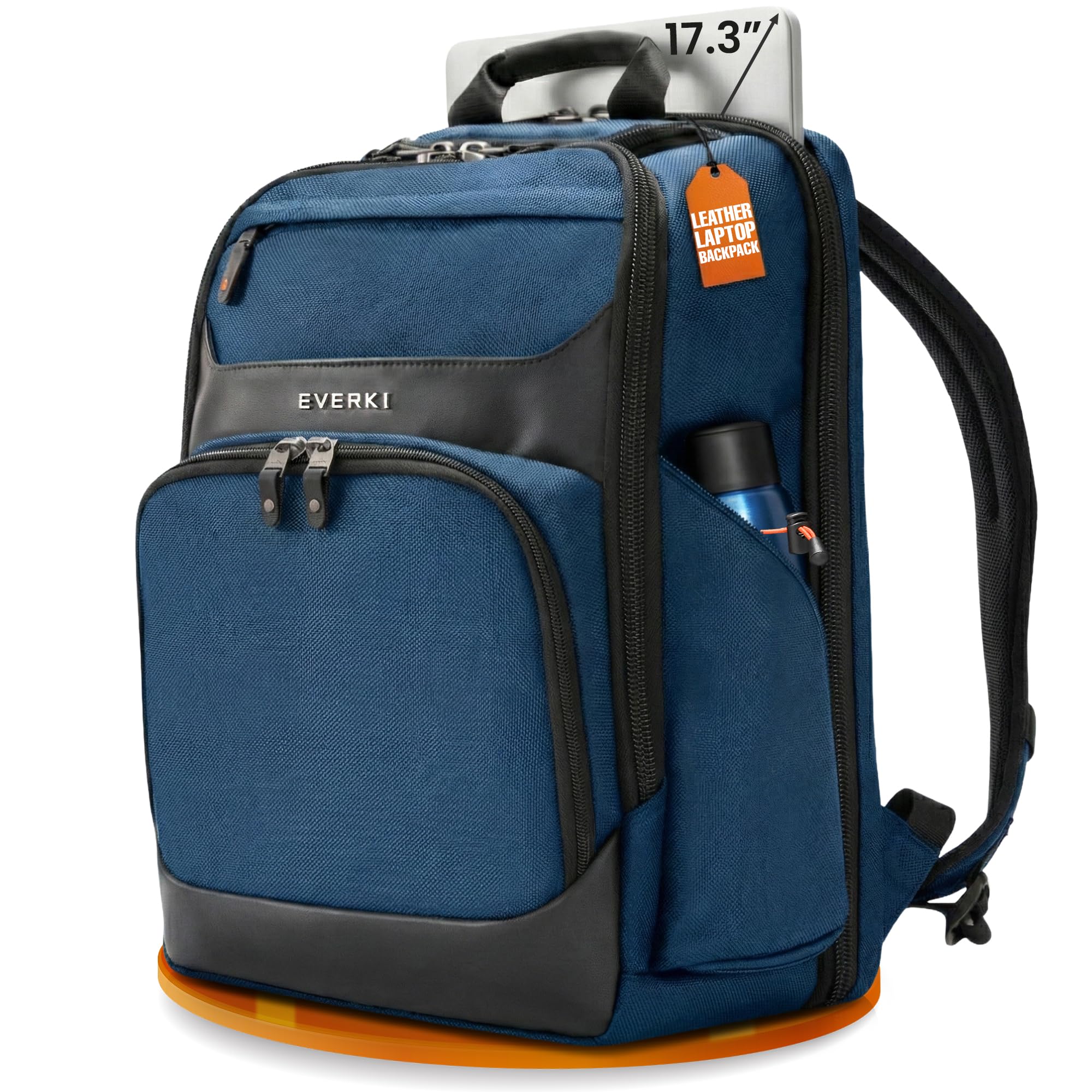 EVERKI Onyx 25L Business Laptop Backpack – Professional Travel Backpack for Men & Women, Laptop Bag with Premium Leather Ballistic & Nylon, Office & Flight Approved, Fits Laptops up to 15.6” - Black