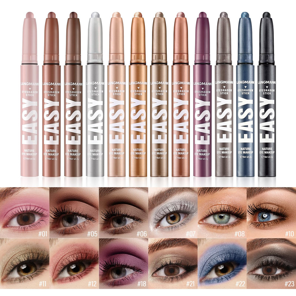 Eyeshadow Stick Set, 2 Colors Matte Professional Bright-Colored Contouring and Highlight Eyeshadow Stick, Cream Waterproof Long Lasting High Pigmented Eye Shadow