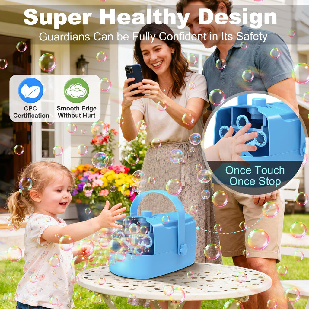 Zerhunt Durable Bubble Machine for Party: 3 Power Modes for Non-Stop Fun - 18000+ Bubbles Per Minute High Output 30 Mins Bubbles per Refill - Kids Safe Auto-Stop for Outdoor Backyard Birthday