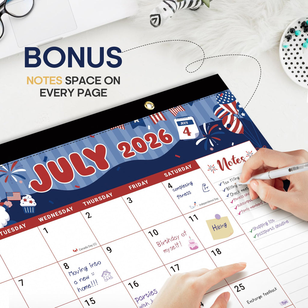 Desk Calendar 2026-2027, 21-Month Calendar Runs Until June 2027, Large 17" x 12" Monthly Desktop & Wall Calendar for Home & Office - Floral