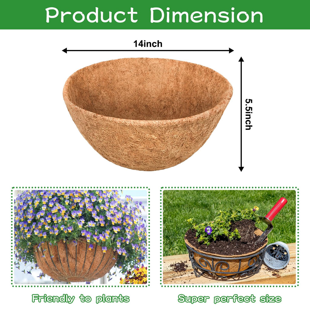 Riare 2 Pack 12 Inch Round Coco Liners Replacement, 100% Natural Coconut Coir Liners for Hanging Baskets, Garden Flower Vegetables Planter Pot, Window Box, Fence, Decks