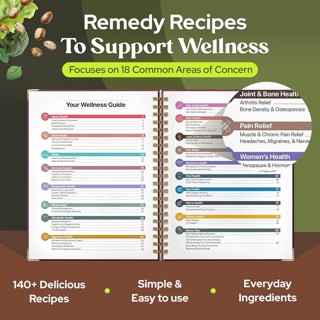 The Natural Healing Handbook, Spiral-Bound Guide for Herbal Remedies and Natural Recipes, by Ancient Remedies (The Natural Healing Handbook by Ancient Remedies)