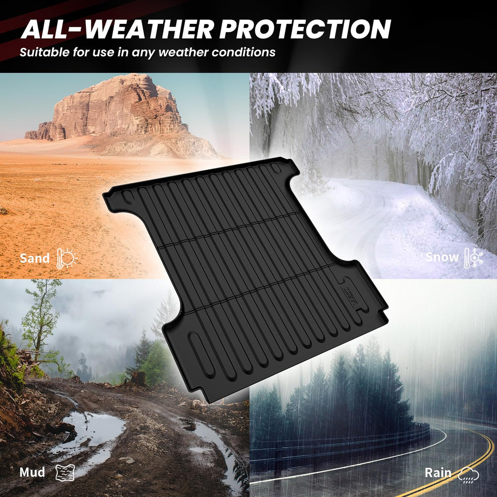 LASFIT Truck Bed Mat for 2009-2016 Ford F250 F350 F450 6.75ft Super Duty 81.9'' Bed Liner(Not fit with Drop-in Bed Liner), TPE 100% All Weather Car Bed Mat for F-250 F-350 F-450,1PCS Black