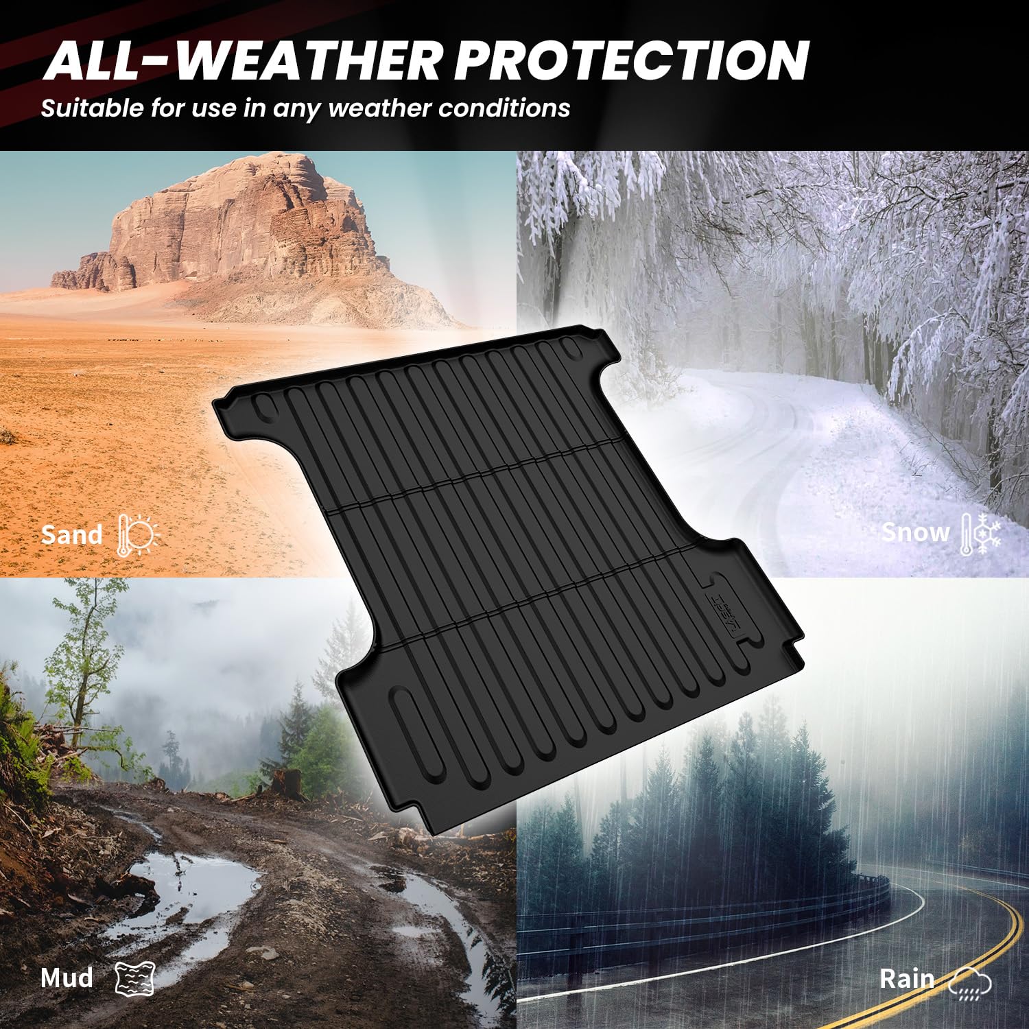 LASFIT Truck Bed Mat for 2009-2016 Ford F250 F350 F450 6.75ft Super Duty 81.9'' Bed Liner(Not fit with Drop-in Bed Liner), TPE 100% All Weather Car Bed Mat for F-250 F-350 F-450,1PCS Black