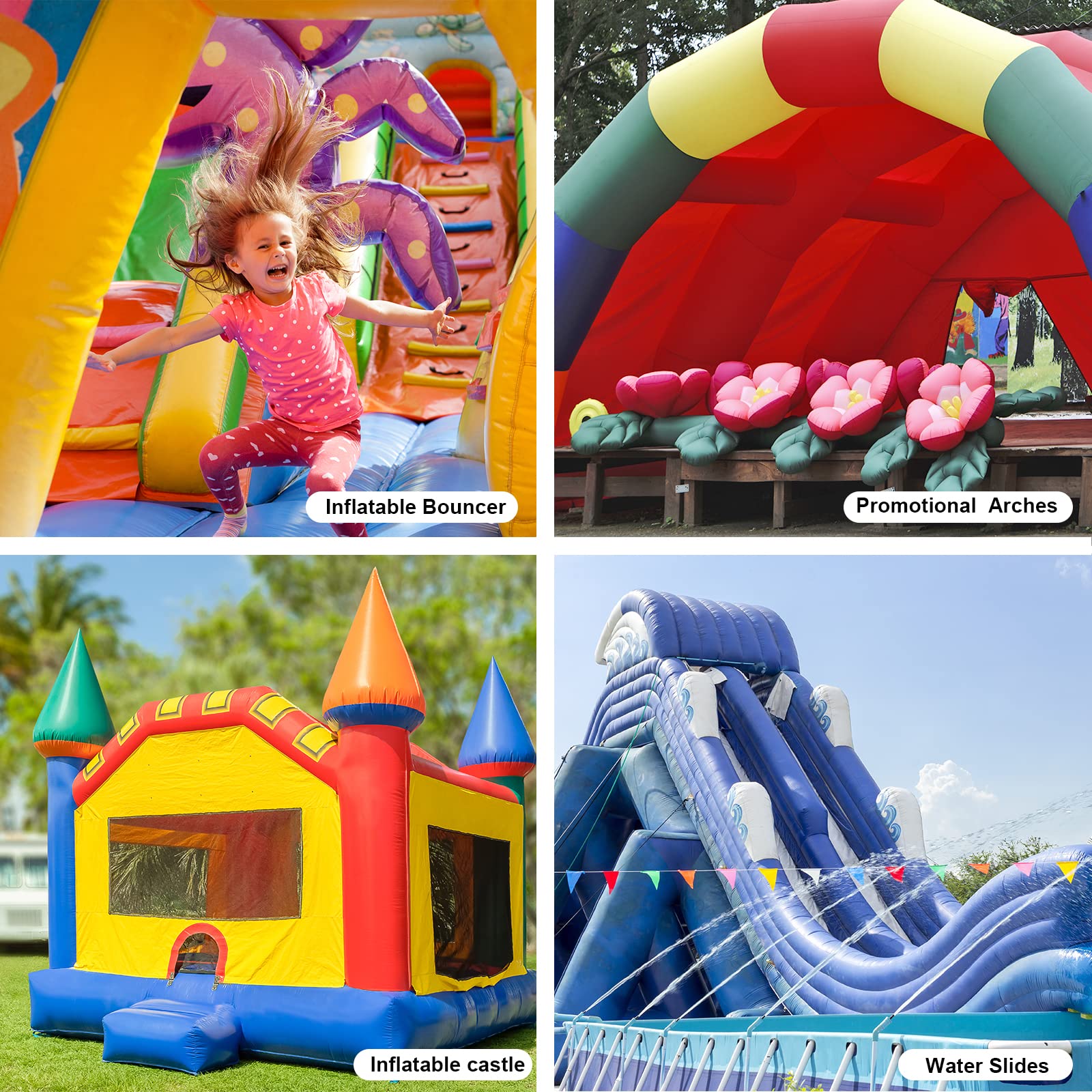 MOUNTO 1HP Inflatable Bounce House Blower, Energy Efficient, Low Amp Draw Inflatable Blower Fan for Inflatable Bounce House, Water Slide, and Obstacle Course for Kids