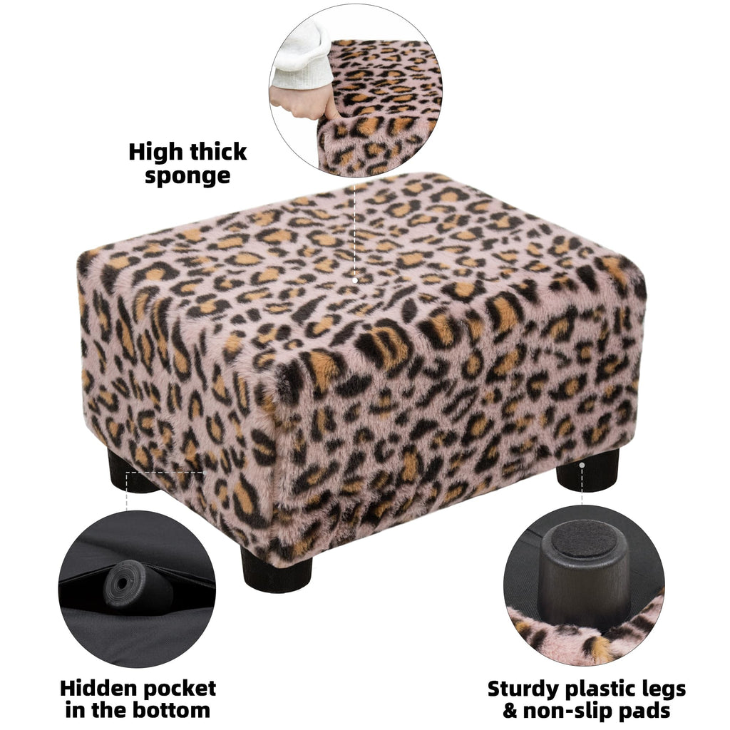 CAROLMADE Small Foot Stool Ottoman Footstool with Legs Under Desk Footrest for Living Room Bedroom and Office, Black