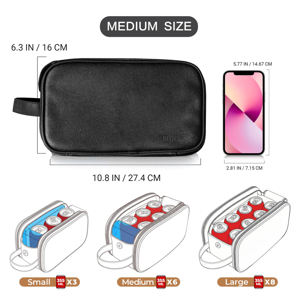 Elviros Travel Toiletry Bag for Men, Shaving Dopp Kit Water-resistant Bathroom Small Toiletries Organizer PU Leather Cosmetic Bags