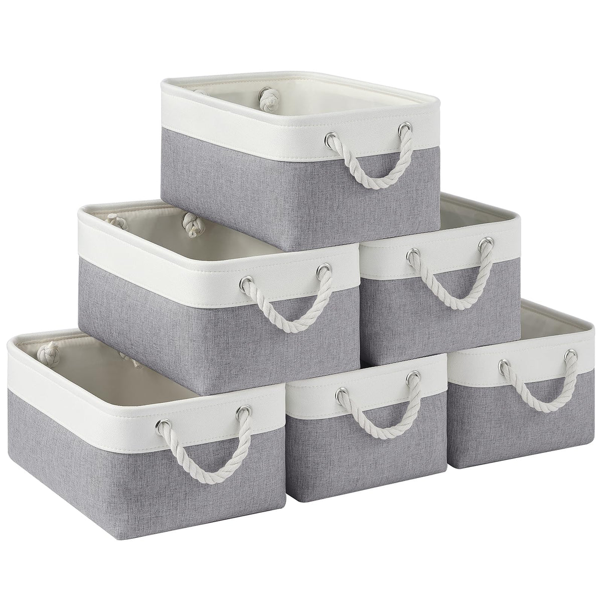 Storage Baskets for Shelves 11.8x7.9x5.2 Inch, Foldable Fabric Storage Bins with Handles, Small Storage Baskets for Organizing Closet, Office, Home Organization (1-Pack, Gray)