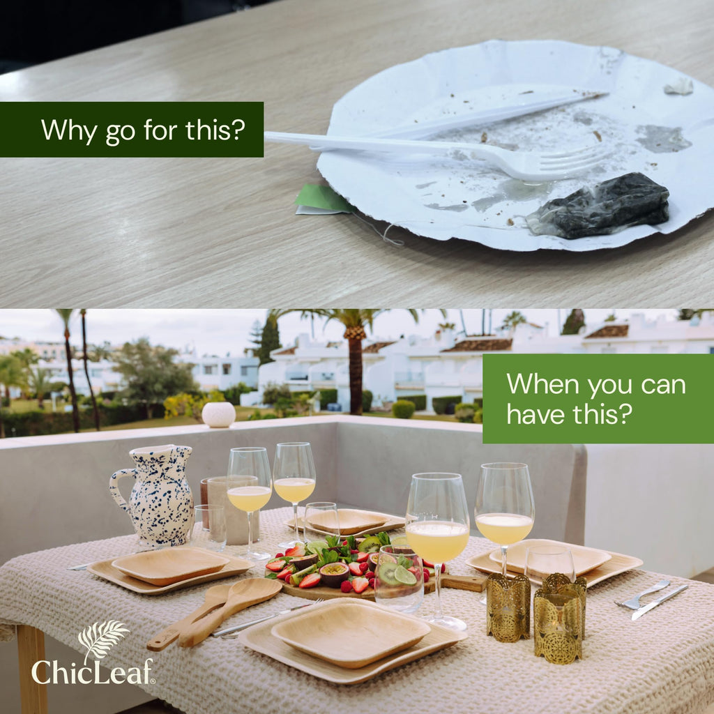Chic Leaf Palm Leaf Plates - 4 in, 50 Pack, Compostable | Heavy-duty bamboo-style small plates - Use for appetizers & desserts at weddings, parties & picnics