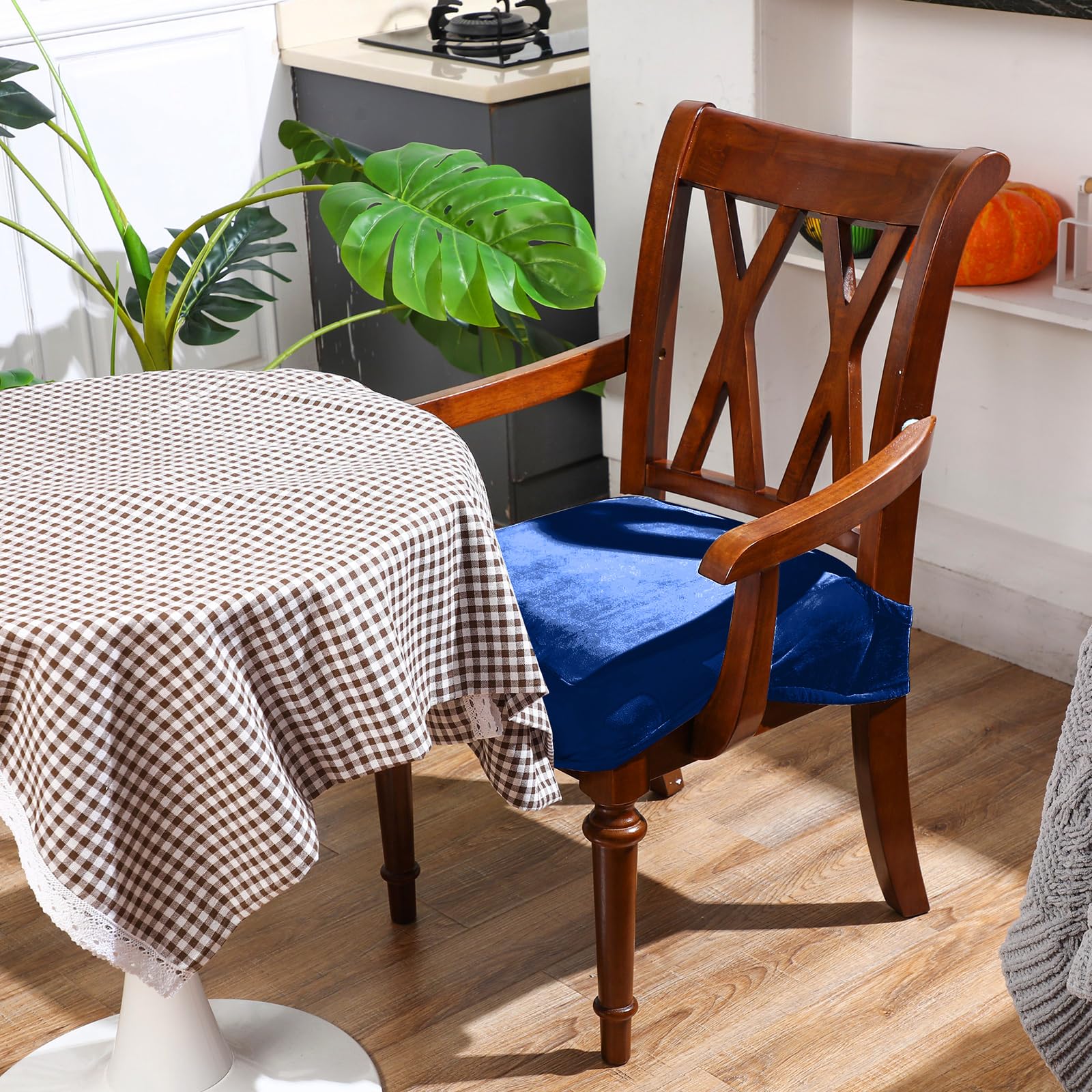 Havawish Large Dining Room Chair Seat Covers with Armrest Dining Chair Slip Covers Protectors(1 Pcs,Beige White)