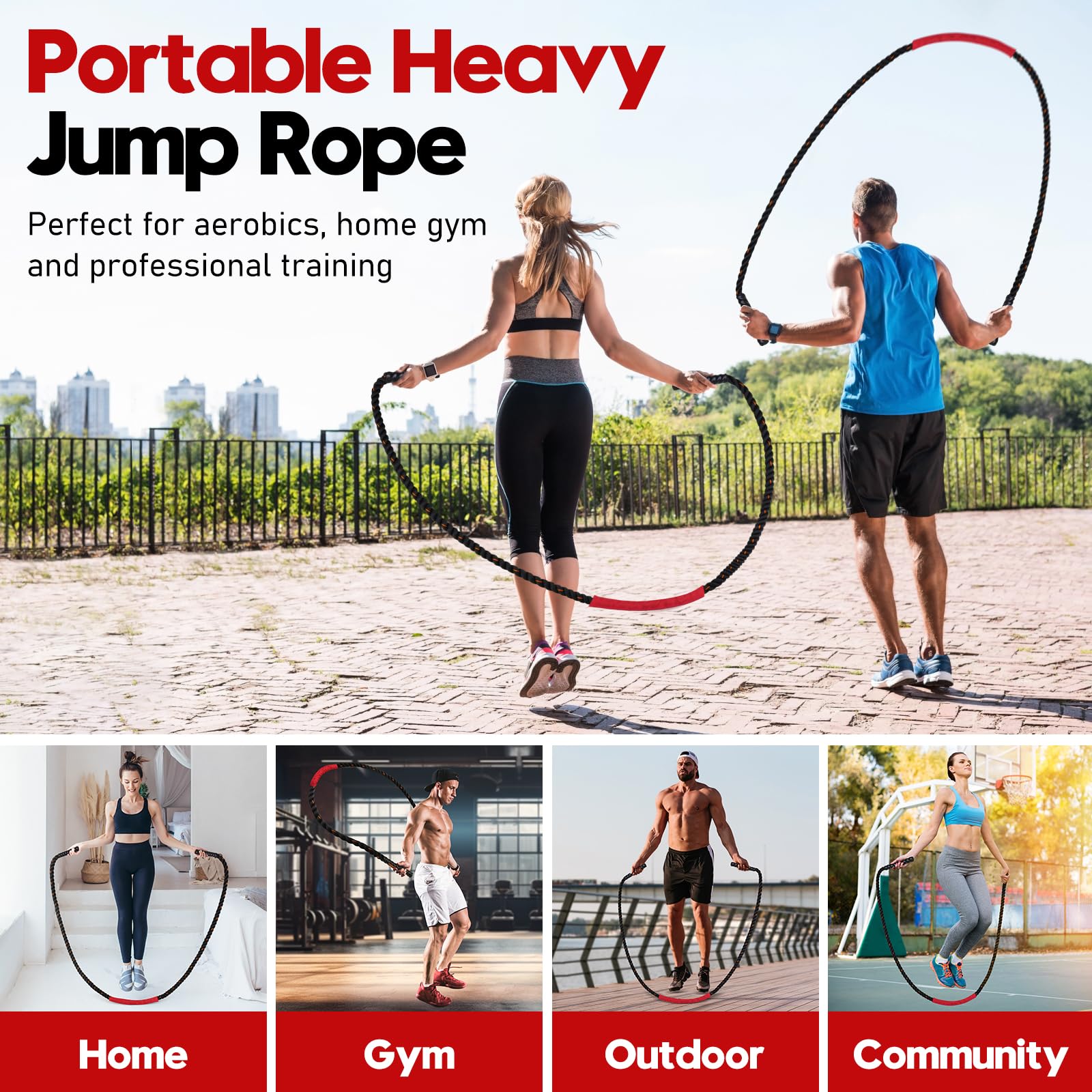 Weighted Jump Rope for Men and Women, 3lb 4lb 5lb Adult Heavy Skipping Rope, Jumprope for Fitness,Workout Equipment, Fitness Equipment for Home Gym Exercise,Improve Strength and Building Muscle
