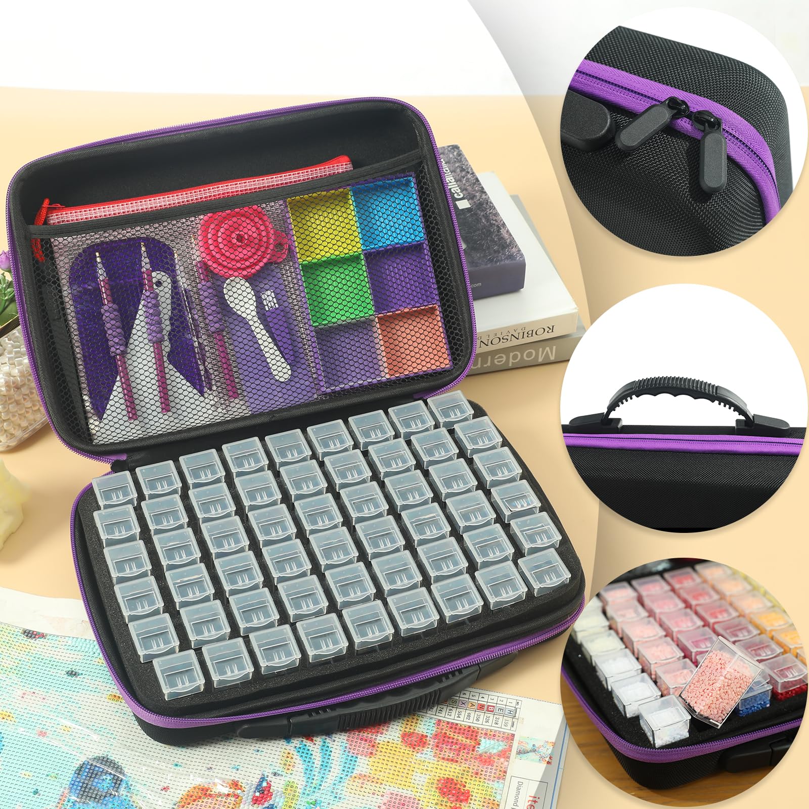 Douorgan Diamond Painting Storage Containers Portable Bead Organizer Shockproof Bead Art Storage Case Jewelry Beads Storage Box (30 Small Boxes)