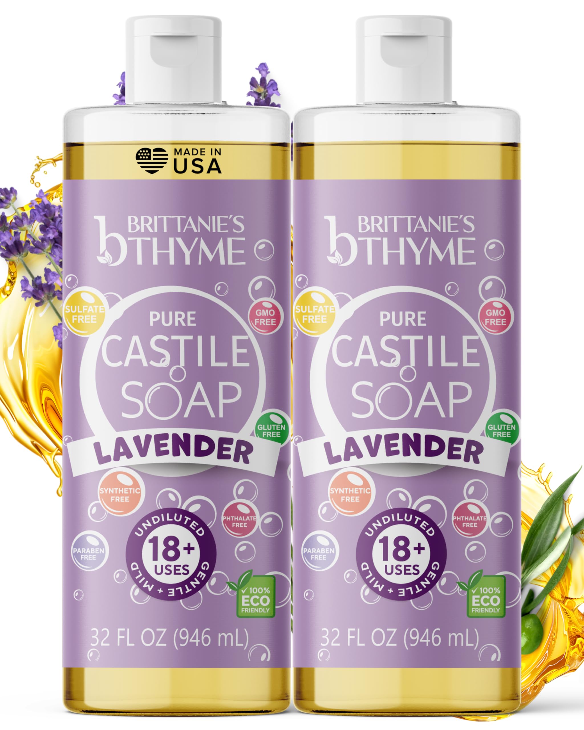 Brittanie’s Pure Castile Liquid Soap Refill, Bergamot Lime, 12 Ounce | Dish Soap, Hair & Body, Home, Gentle and Pure, Made with Natural Luxurious Oils, Vegan & Gluten Free Non-GMO