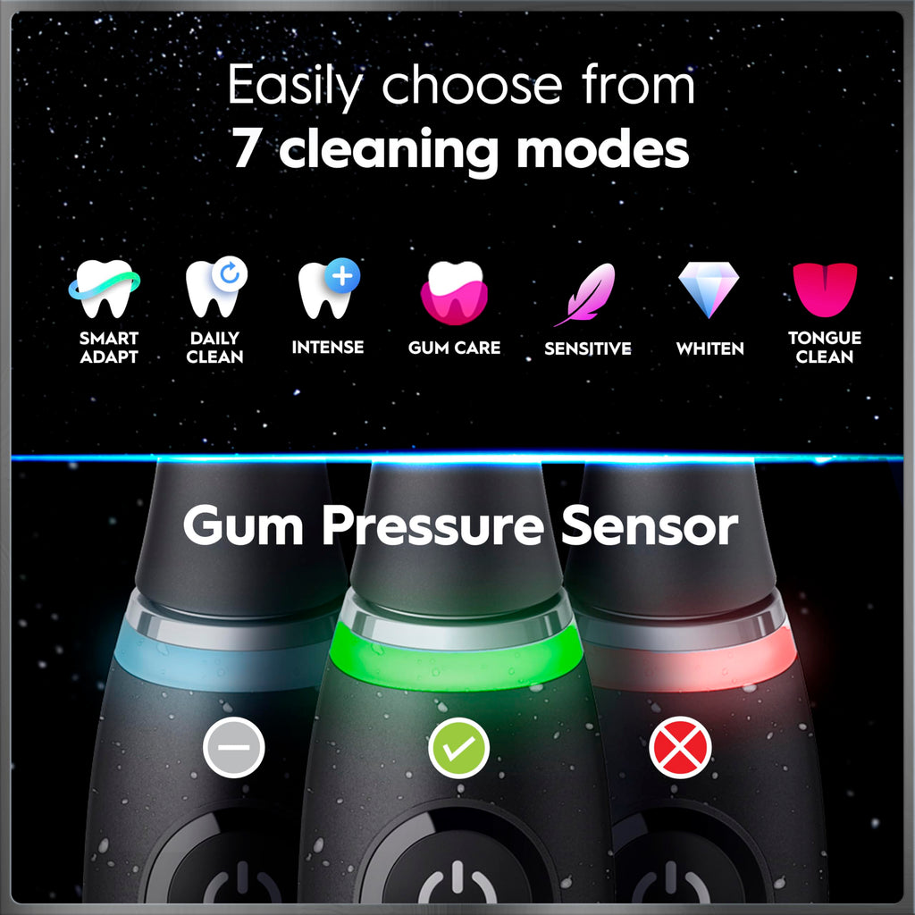 Oral-B Rechargeable Electric Toothbrush, iO10 Ultimate Clean, 7 Cleaning Modes, Interactive Display, iSense Charger, Charging Travel Case, 4 Brush Heads, Rechargeable Toothbrush, Black