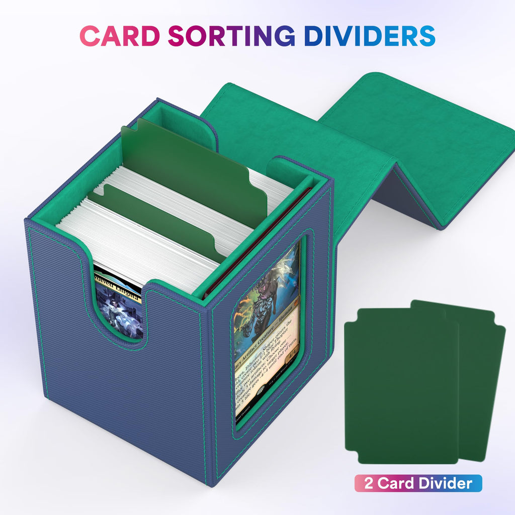 UAONO 4 Pack MTG Commander Deck Box, Independent Commander Display, Fits 400 Double-Sleeved Cards, Magnetic Deck Case for Magic the Gathering TCG, 8 Dividers & 4 Top Loaders (4 Color)
