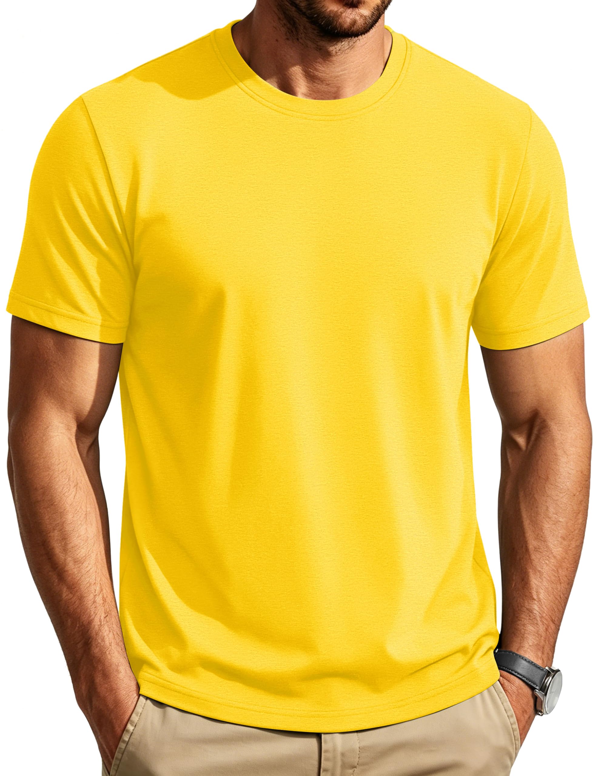 Cotrasen Mens T-Shirts Short Sleeve Cotton Crew Neck Lightweight Moisture Wicking Casual Soft Basic Plain Tee Shirts