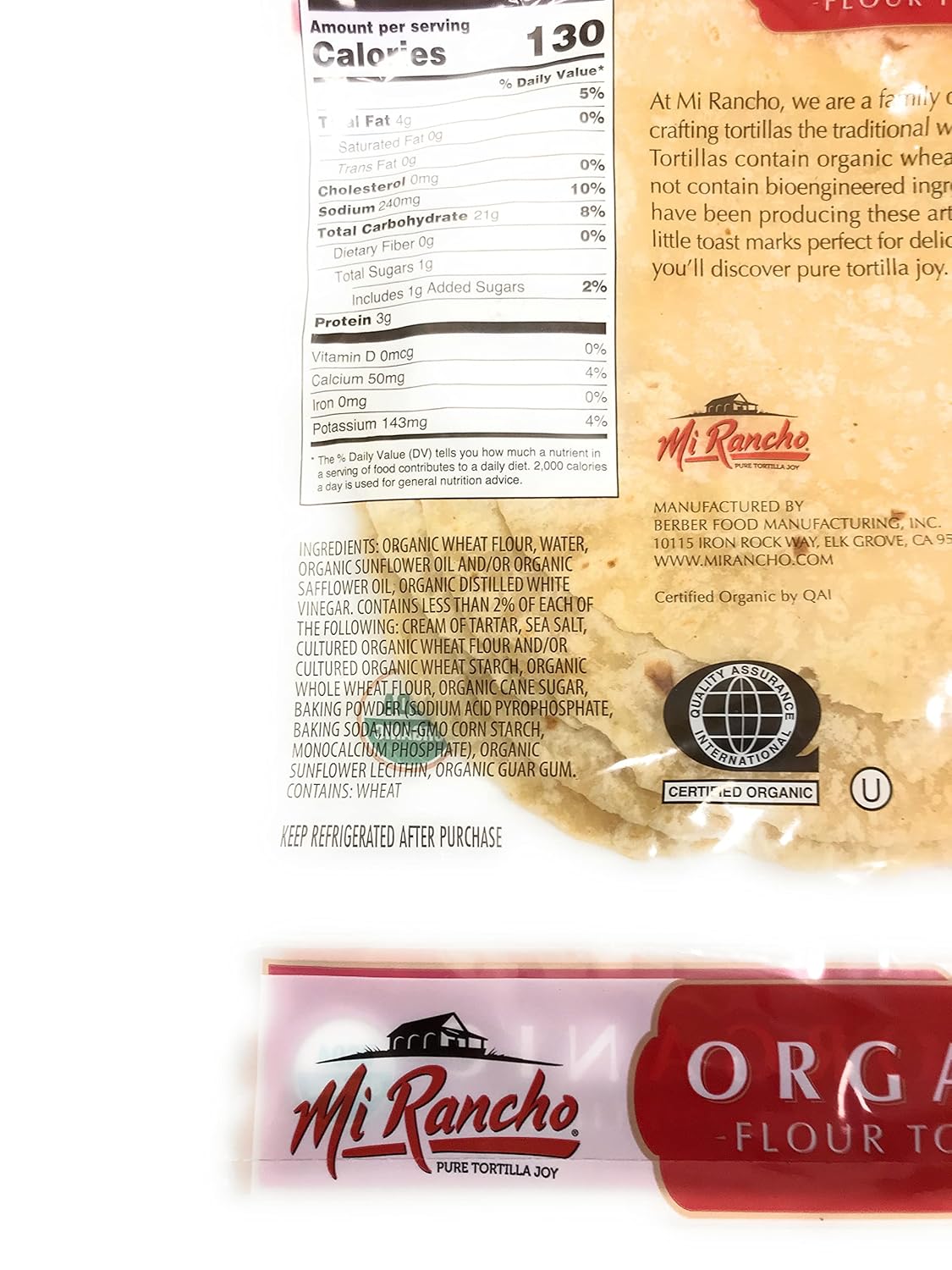 Mi Rancho Organic Flour Tortillas, 9.1 OZ