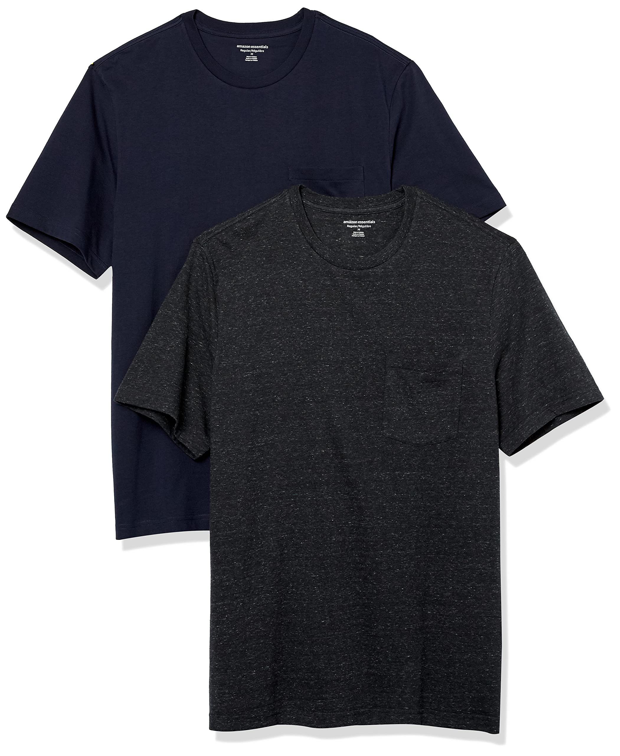 Amazon Essentials Men's Short-Sleeve Crewneck Pocket T-Shirts, Pack of 2