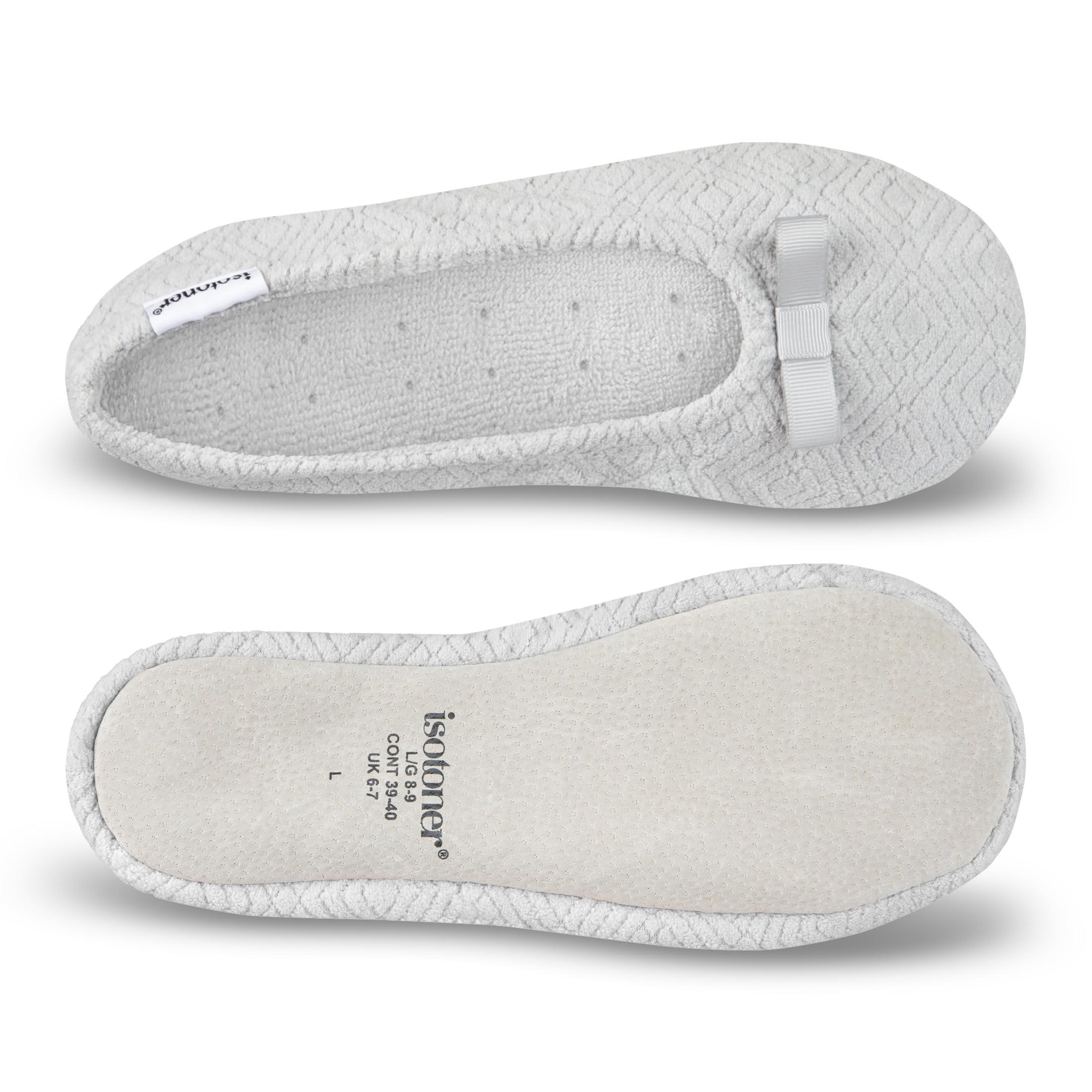 isotoner Women's Diamond Microterry Ballerina Slippers