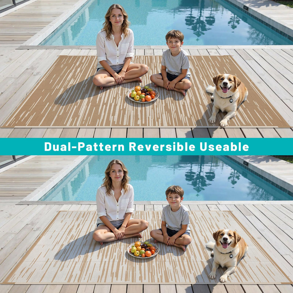 HEBE Checkered Outdoor Rug Waterproof 5x8, Reversible Plastic Straw Rug RV Camping Rug, Indoor Outdoor Patio Mat Clearance, Outside Carpet for Porch,Deck,Camper,Balcony,Backyard,Picnic