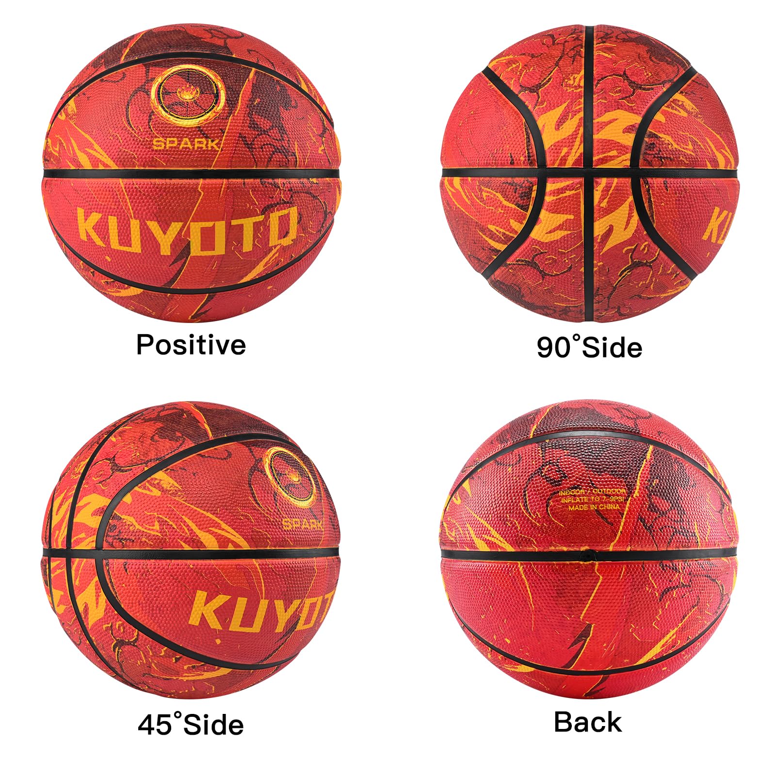 KUYOTQ Kids Youth Adult Size 3/4/5/6/7 (22/25.5/27.5/28.5/29.5") Basketball Premium Rubber or Faux Leather Basketball Indoor Outdoor Basketball for Boys Girls Womens Mens Basketball Gifts (Deflated)