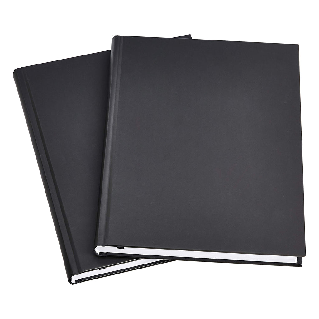 Amazon Basics Professional Hardcover Writing Journal for Journaling and Note Taking, Sturdy, Perforated Pages, 10.5 x 7.5 inches, Black, 2-Pack