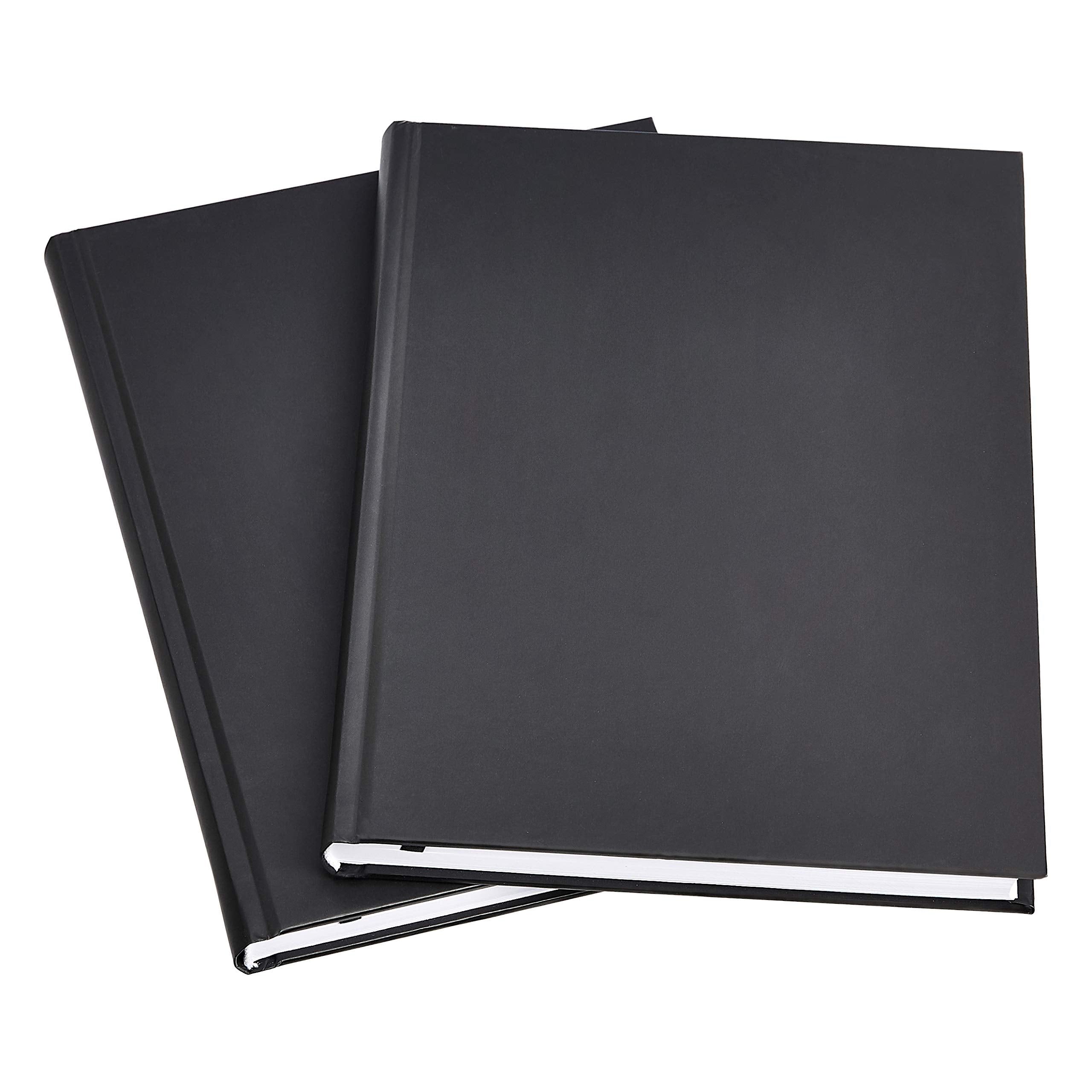 Amazon Basics Professional Hardcover Writing Journal for Journaling and Note Taking, Sturdy, Perforated Pages, 10.5 x 7.5 inches, Black, 2-Pack