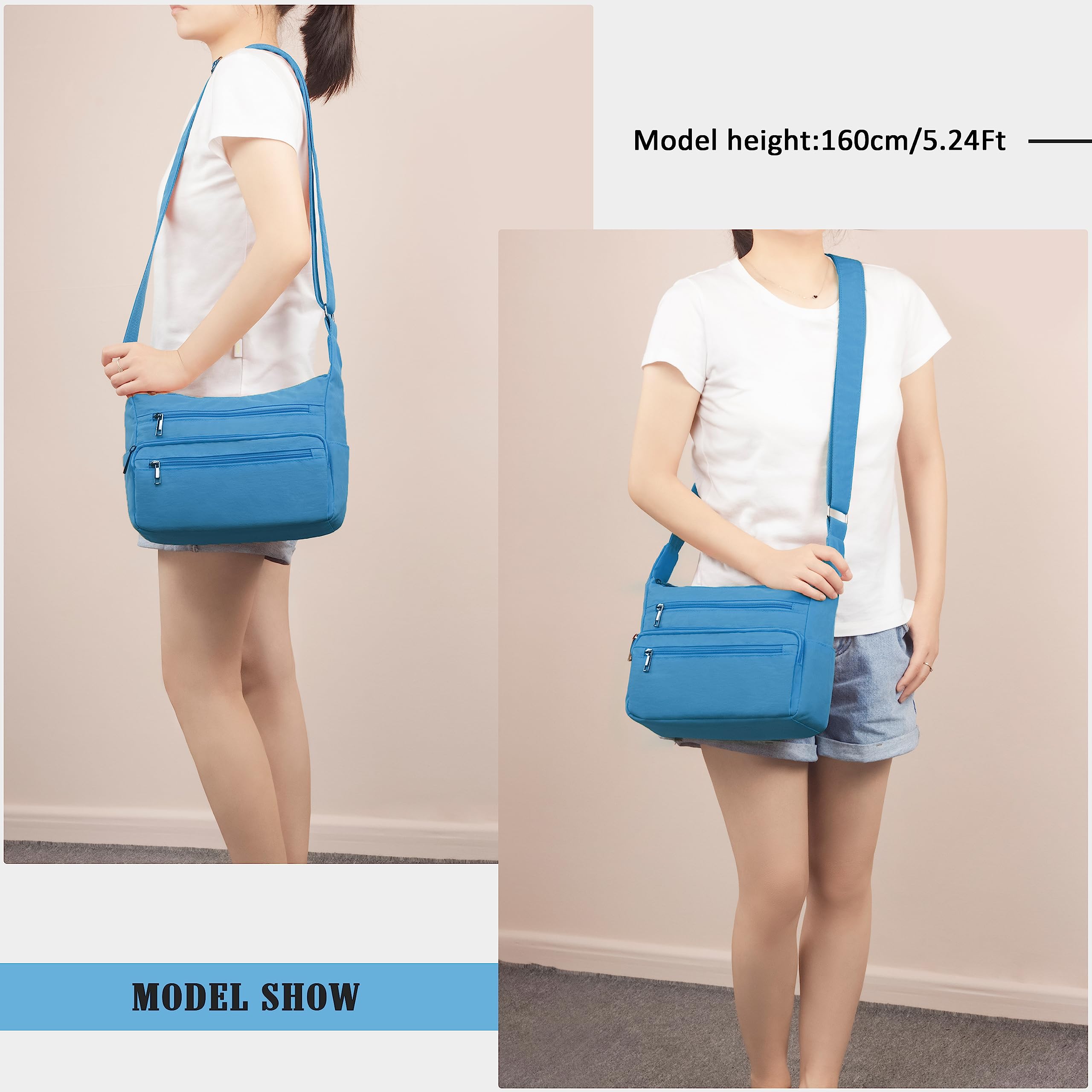 VOLGANIK ROCK RFID Purses for Women Fabric Nylon Multi Pocket Crossbody Bag Ladies Travel Handbag
