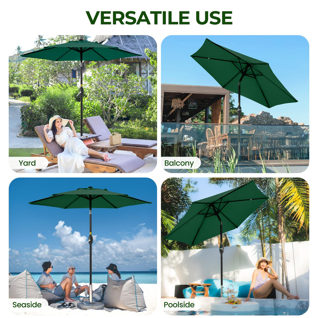 SUNVIVI OUTDOOR Outdoor Patio Umbrella, Patio Umbrella, Market Umbrella, Large Outdoor Umbrella, Metal Pole Umbrella with Push Button Tilt and Crank, Polyester Canopy